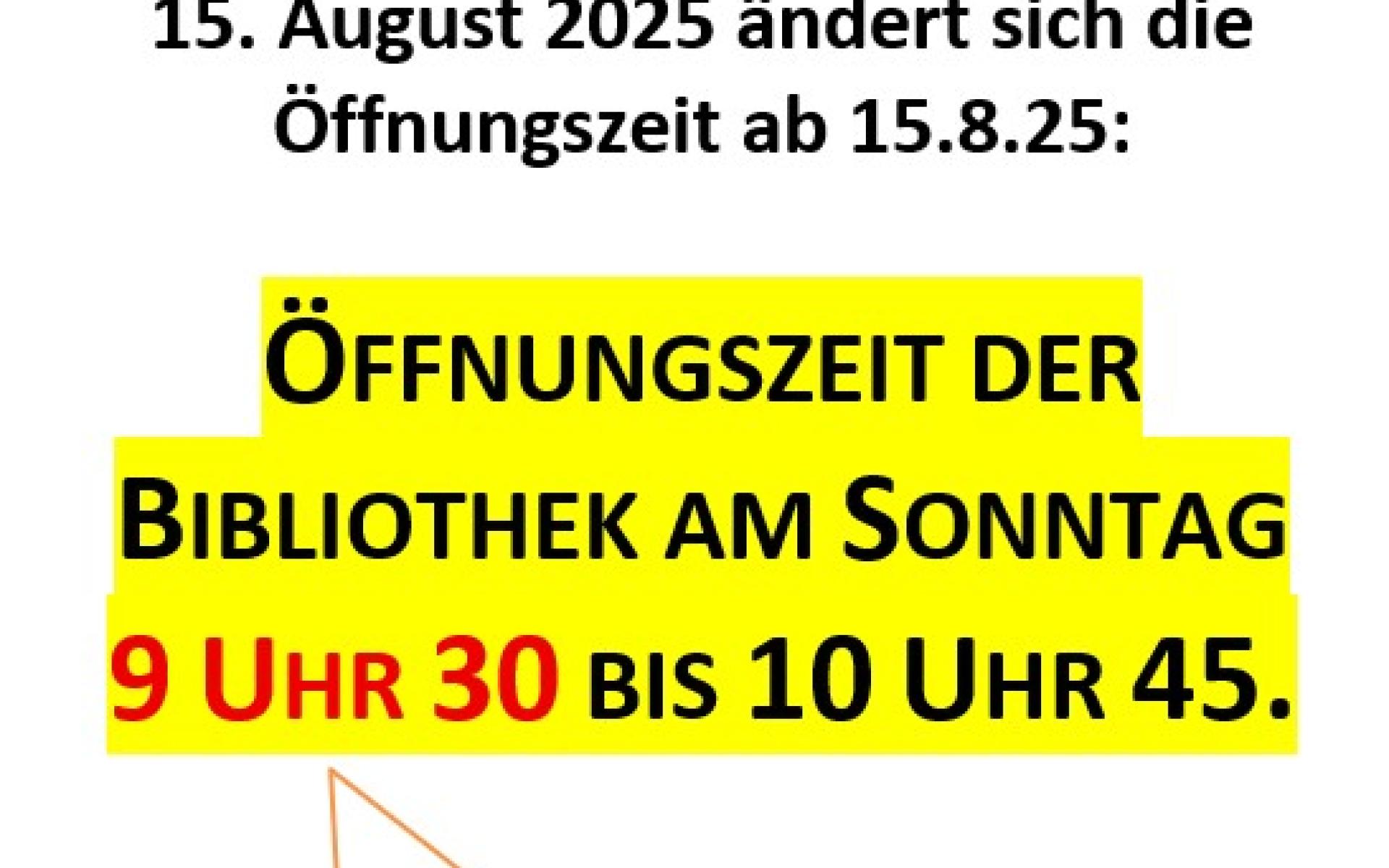 Neue  Öffnungszeiten am Sonntag